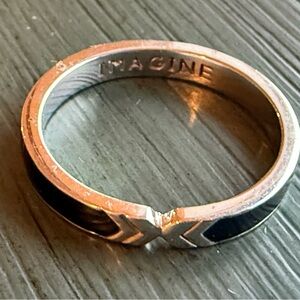 Monica Rich Kosann Poesy Stacking Ring Imagine Sterling Silver Black Enamel